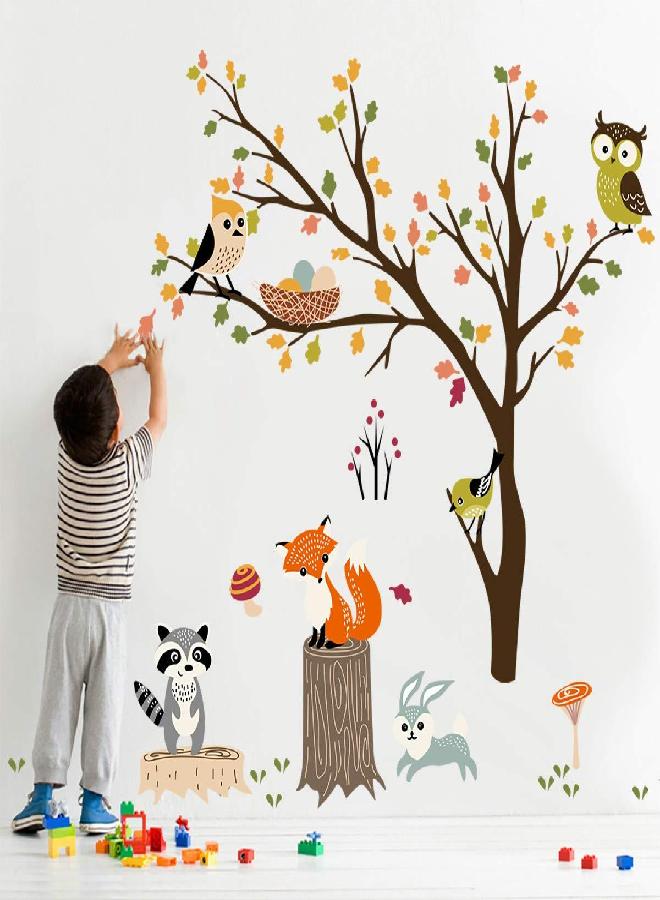 decalmile decalmile Woodland Wall Decals Animals Tree Owl Fox Deer Wall Stickers Kids Bedroom Baby Nursery Wall Decor - Image 2