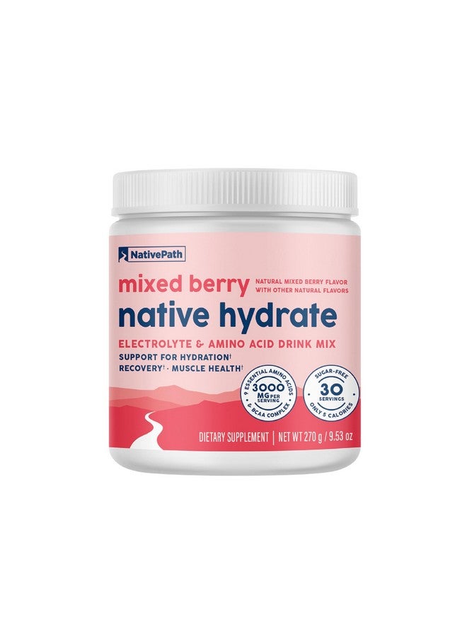 NativePath Native Hydrate, Zero Sugar, Electrolytes Powder with BCAAs, Mixed Berry Hydration Powder, Keto & Paleo Friendly, 30 Servings - Image 1