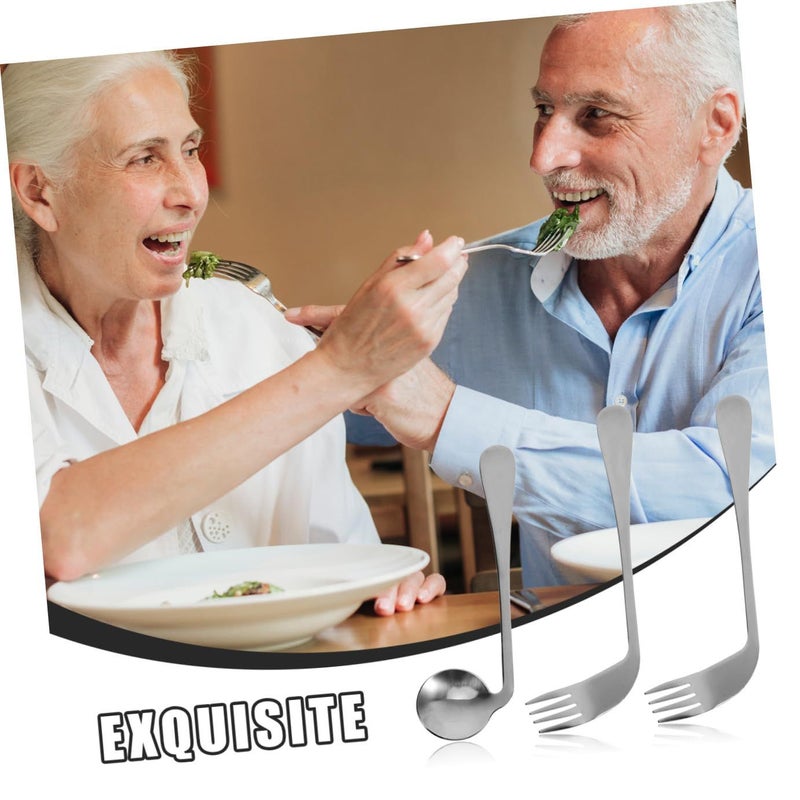 Angled Spoon Fork Self Feeding Utensils for Elderly and Patients 2 Piece Set - Image 4
