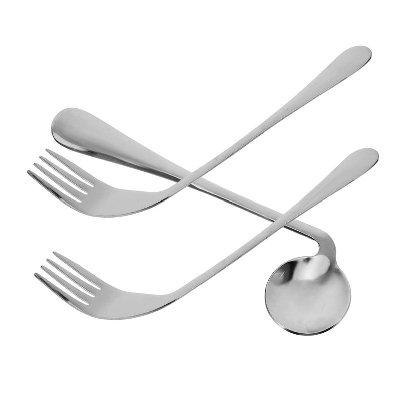 Angled Spoon Fork Self Feeding Utensils for Elderly and Patients 2 Piece Set - Image 2