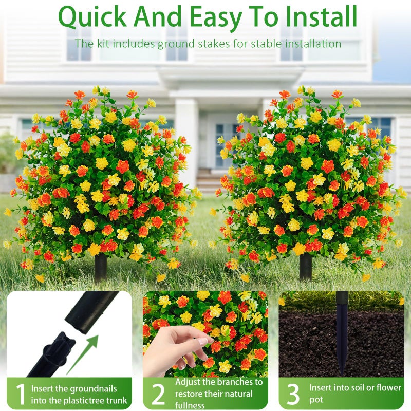 Wsinidier 2 Pack Artificial Boxwood Outdoor Topiary Balls, Fake Shrubs with Ground Spikes, Easy to Install, Suitable for Home Indoor and Outdoor Yard Patio Front Door srping Decoration - Image 2