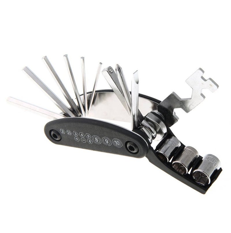 Nuoxinus Motorcycle Bike Mechanic Repair Tool Kit with 16 In 1 MultiFunction Allen Key Multi Hex Wrench Screwdriver for Home Outdoor Travel Camping Sport Bicycle Cycling
