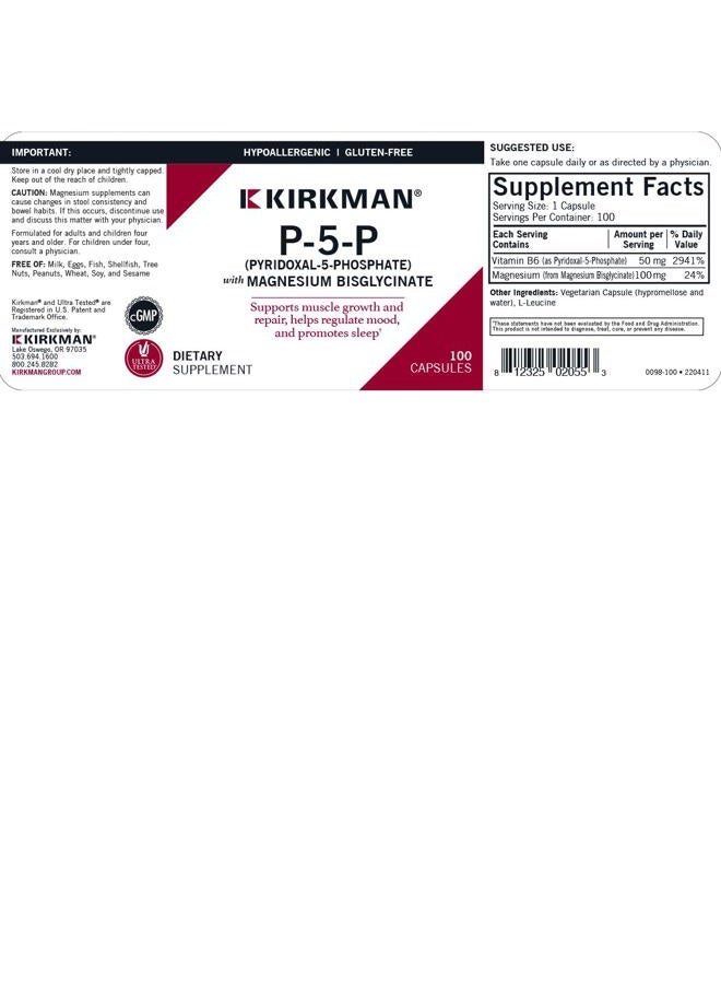 Kirkman – P-5-P (Pyridoxal 5-Phosphate, Vitamin B-6 Metabolite) with Magnesium Bisglycinate - Hypoallergenic - Image 3