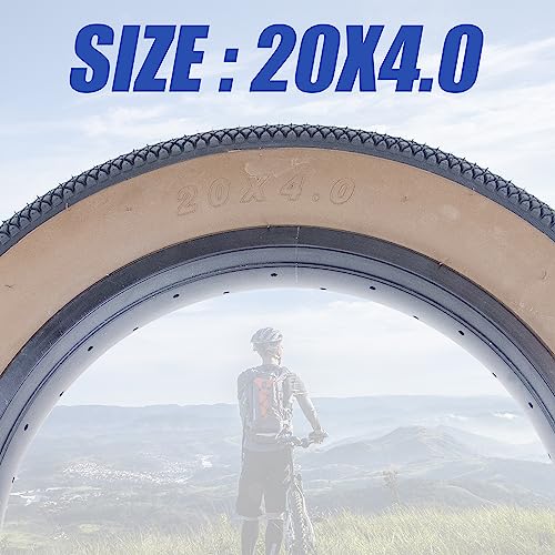 BALINGE E Bike 20x4.0 Fat tire 20 x 4 Fat tire 20x4 Bike tire 2 Pack Heavy Duty High-Performance Wear-Resistant E-Bike Mountain Snow Bike Tire ，20x4 Fat tire，20x4 Bike tire，Brown Wall - Image 5