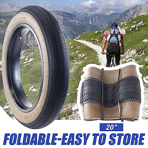 BALINGE E Bike 20x4.0 Fat tire 20 x 4 Fat tire 20x4 Bike tire 2 Pack Heavy Duty High-Performance Wear-Resistant E-Bike Mountain Snow Bike Tire ，20x4 Fat tire，20x4 Bike tire，Brown Wall - Image 2