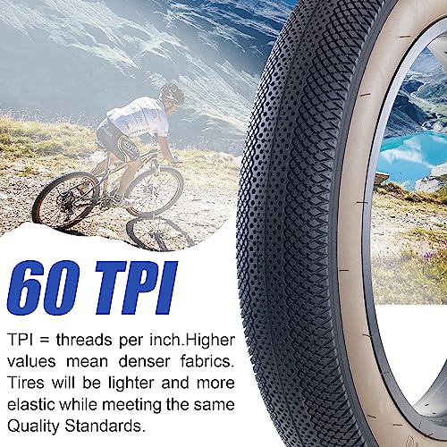BALINGE E Bike 20x4.0 Fat tire 20 x 4 Fat tire 20x4 Bike tire 2 Pack Heavy Duty High-Performance Wear-Resistant E-Bike Mountain Snow Bike Tire ，20x4 Fat tire，20x4 Bike tire，Brown Wall - Image 4