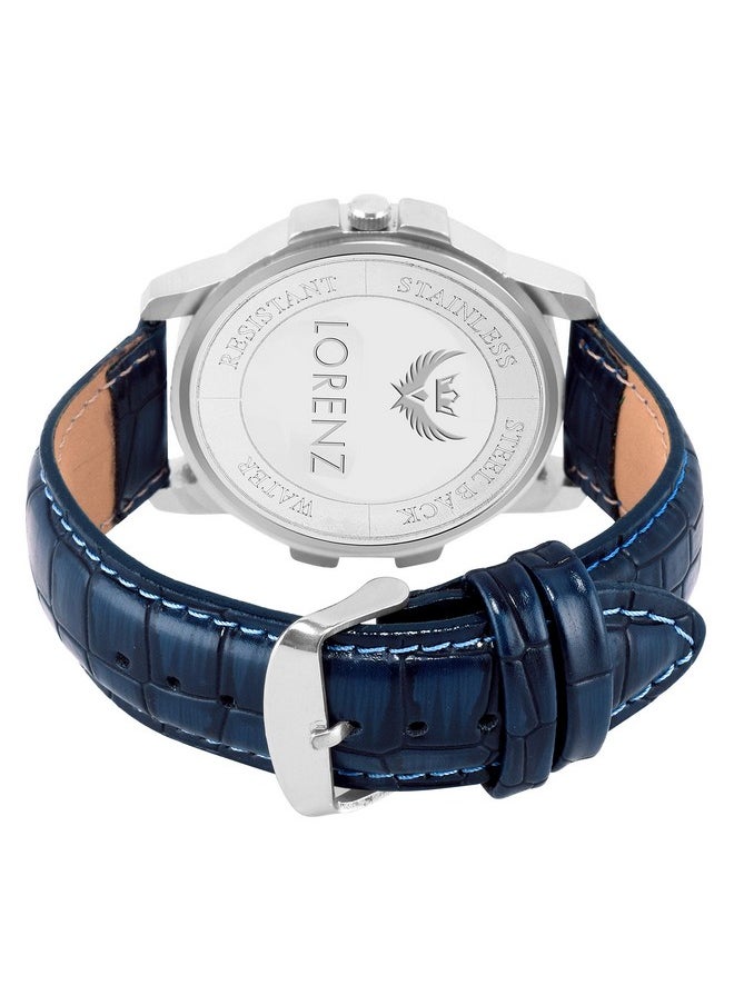 Lorenz LORENZ Leather Men's Combo Of Blue Dial Day And Date Analog Watch And Blue Wallet - Cm-203Wl-06  - Image 5