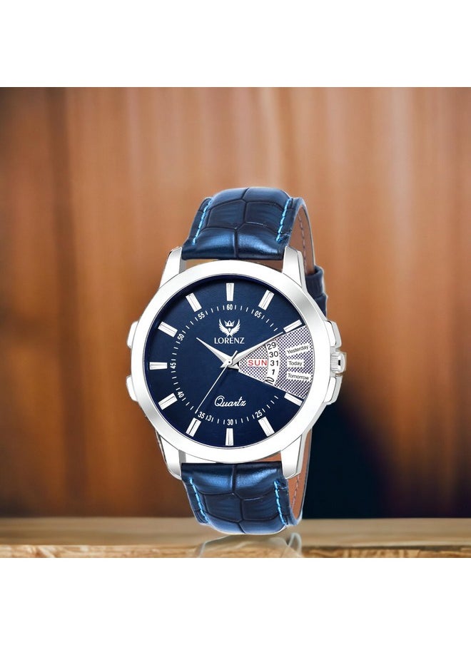 Lorenz LORENZ Leather Men's Combo Of Blue Dial Day And Date Analog Watch And Blue Wallet - Cm-203Wl-06  - Image 3