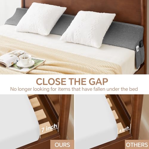 EUHAMS King Size Bed Wedge Pillow for Headboard Bed Gap FilllerMattress Gap Filler 07 Wedge Pillow Headboard Triangle Foam Pillows Wedges Between Headboards Mattress Grey76x10x6 - Image 3
