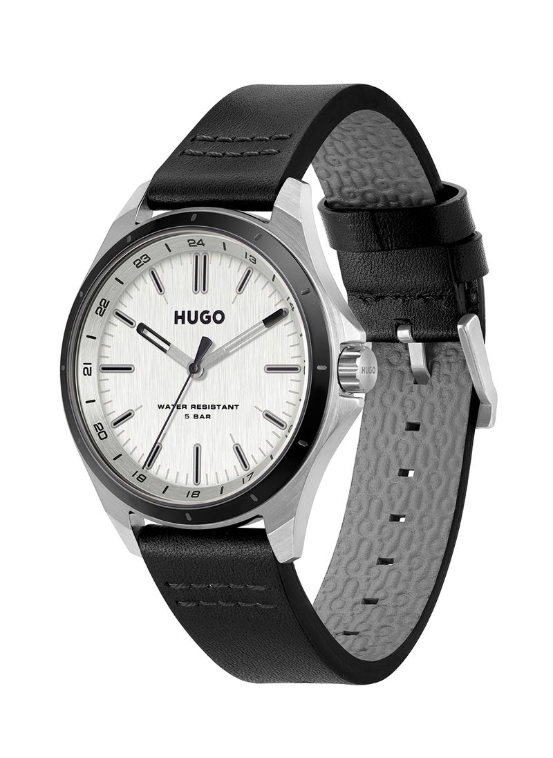 HUGO BOSS ساعة يد جلدية دائرية الشكل بعقارب للرجال 1530325 - 42 ملم  - Image 1