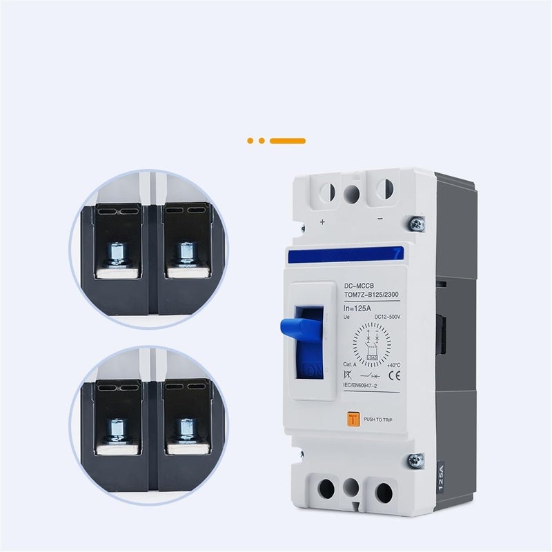 TOM7Z B125 2P DC Solar Molded Case Circuit Breaker 200A Overload Protection Switch for Photovoltaic PV System - Image 5