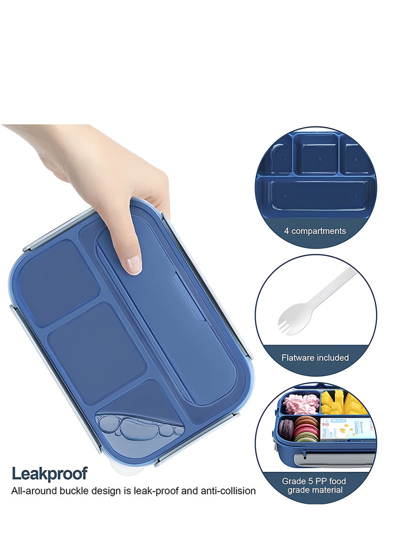 Generic Bento Lunch Box | Lunch Containers for Adults/Kids/Toddler,1300ML 4 Compartment Microwave & Dishwasher & Freezer Safe, BPA Free  - Image 3
