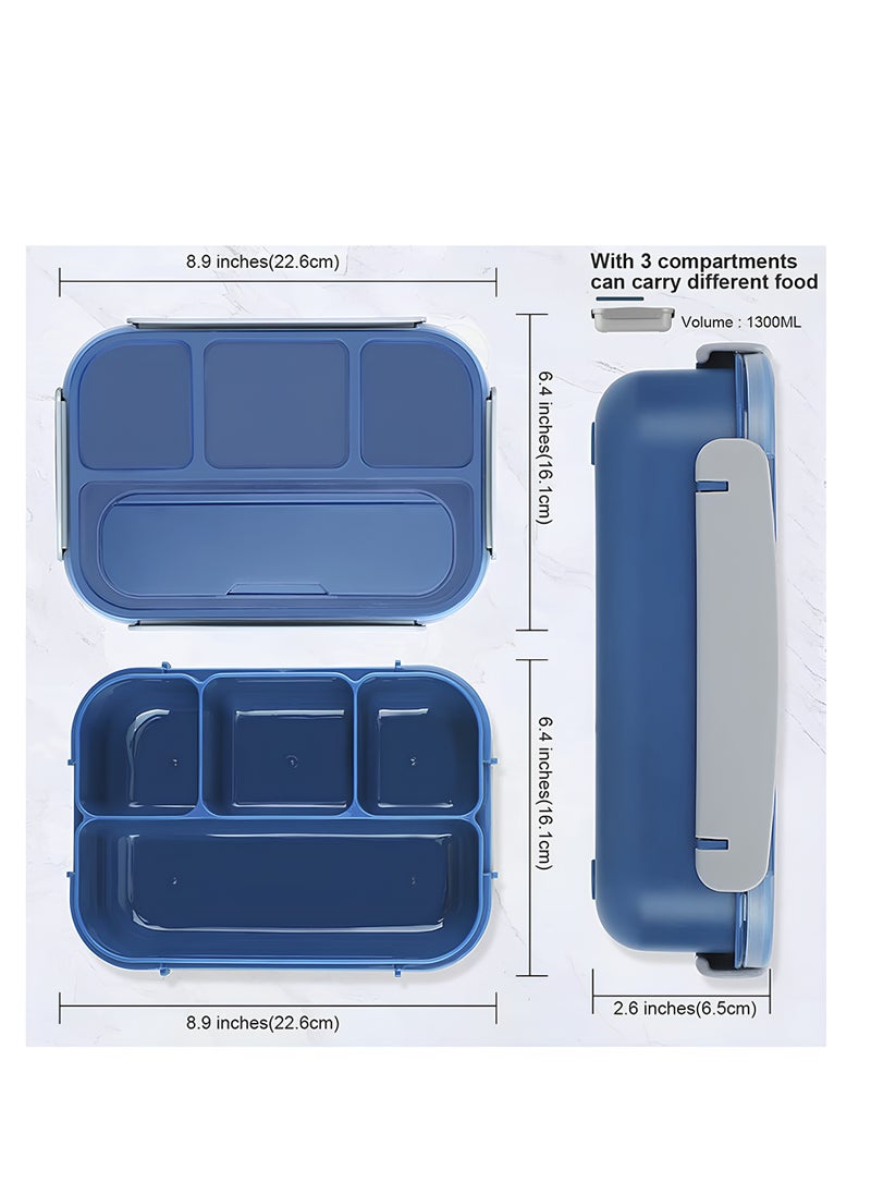 Generic Bento Lunch Box | Lunch Containers for Adults/Kids/Toddler,1300ML 4 Compartment Microwave & Dishwasher & Freezer Safe, BPA Free  - Image 2