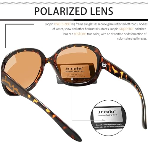 Joopin Oversized Big Womens Sunglasses Polarized, UV Protective Large Tortoise Sunglasses for Women, Leopard Brown Sun Glasses Sunnies - Image 5