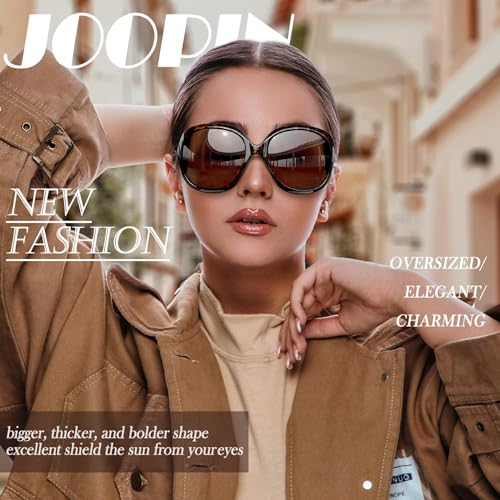 Joopin Oversized Big Womens Sunglasses Polarized, UV Protective Large Tortoise Sunglasses for Women, Leopard Brown Sun Glasses Sunnies - Image 2