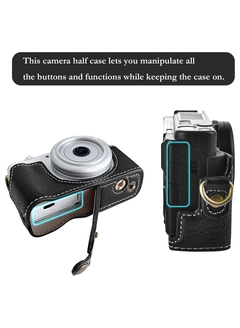 Sony ZV-1 II ZV-1F Camera Bag, PU Leather Camera Bag for Sony ZV1F/ZV-1 II Camera, ZV1M2 ZV1F Camera Bag with Camera Strap - Black - Image 4