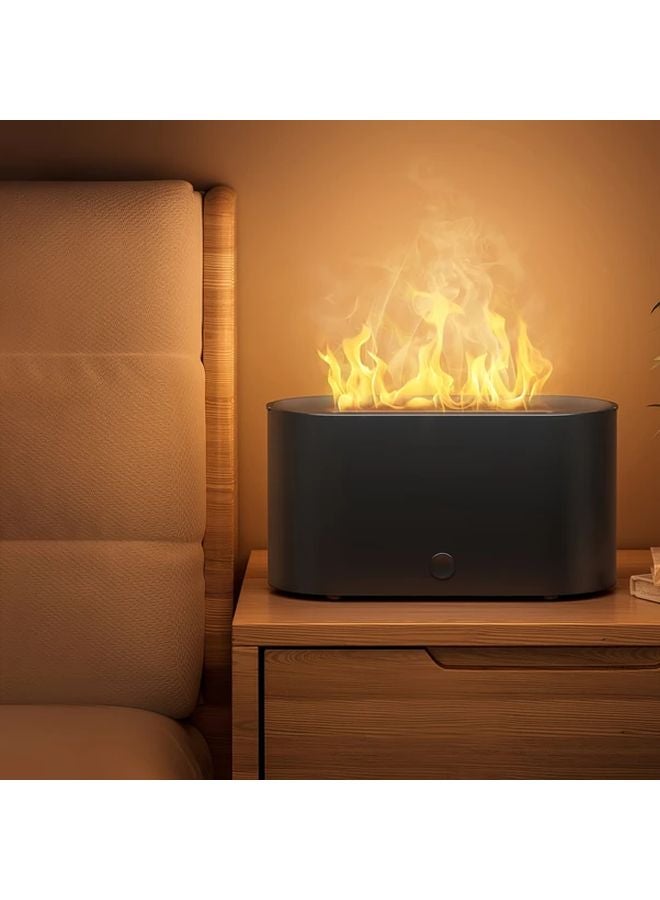 Wood Color Simulated Flame Aroma Diffuser Humidifier USB Powered Essential Oil Compatible Ambient Lighting - Image 5