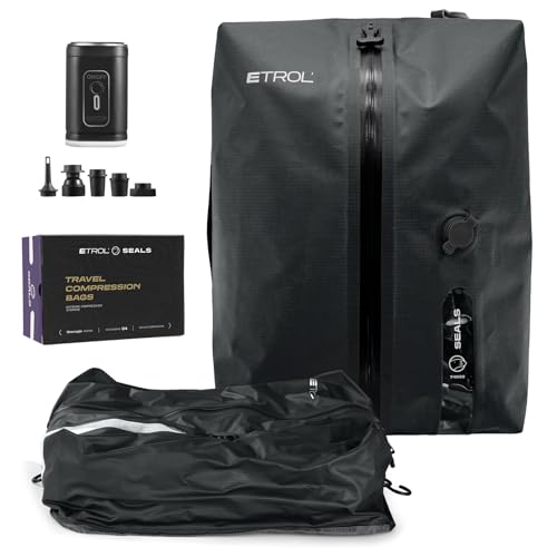 ETROL TPU Vacuum Bag for Travel 70D Nylon Reusable Compression Bag with IP67 Waterproof Zipper Compression Packing Cubes for Clothing Space Saver Bags for Luggage and BackpackGray1 PCS PUMP - Image 1