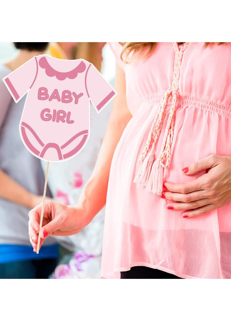Excefore 29 Pcs Gender Reveal Photo Booth Props with Stick,Gender Prediction Decor Boy Or Girl Theme Selfie Props,He or She Photography Backdrop for Gender Reveal Baby Shower Party Accessories - Image 3