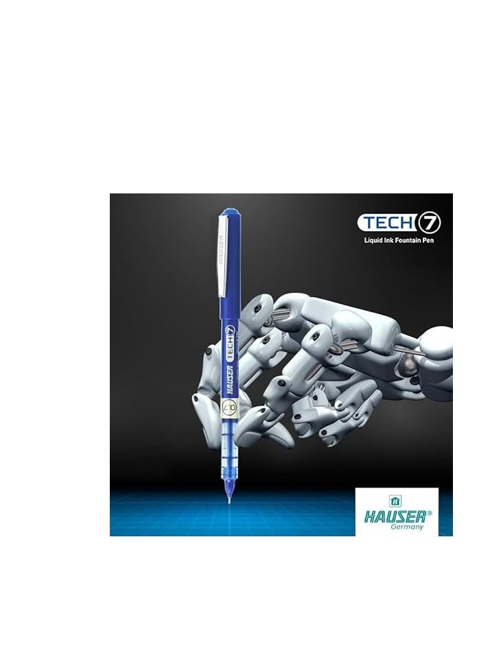 Hauser Tech 7 0.7mm Gel Pen Box Pack | Liquid Ink With German Technology | Comfortable Grip With Smudge Free Writing | Sturdy, Refillable Pen | Blue Ink, Pack Of 3 - Image 3