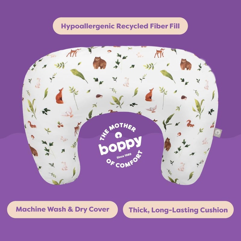 Boppy Nursing Pillow - Firm, Ergonomic U-Shaped Bottle and Breastfeeding Pillow with High Lift for Comfort and Support, Spacious Surface - Neutral Plants and Animals - Image 5