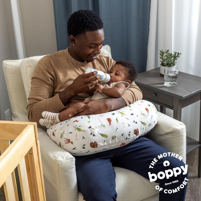 Boppy Nursing Pillow - Firm, Ergonomic U-Shaped Bottle and Breastfeeding Pillow with High Lift for Comfort and Support, Spacious Surface - Neutral Plants and Animals - Image 3