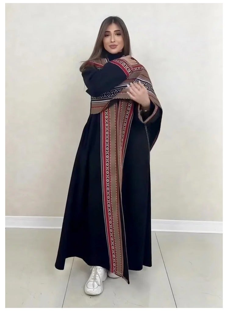 Women's winter fur coat embroidered with Sadu and shawl - Image 1