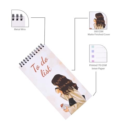 PAPBOO Easy to Carry To-Do List, Planner, Check list With 80 Printed Sheets Matte Finished Cover (Girl coffee) - Image 3