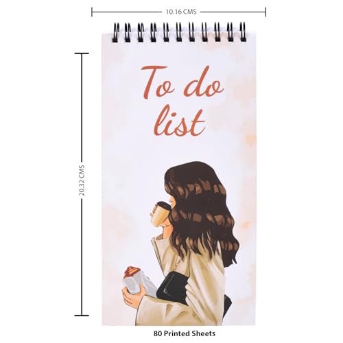 PAPBOO Easy to Carry To-Do List, Planner, Check list With 80 Printed Sheets Matte Finished Cover (Girl coffee) - Image 4