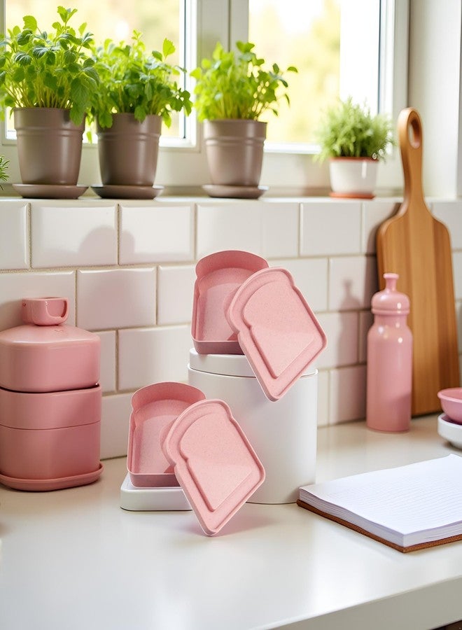 WaigN 2Pcs Pink Sandwich Containers, Toast Shape Sandwich Box Food Storage Case Plastic Sandwich Keeper Bread Container for Family or Adults (5.12 * 4.84 * 1.46in) - Image 5