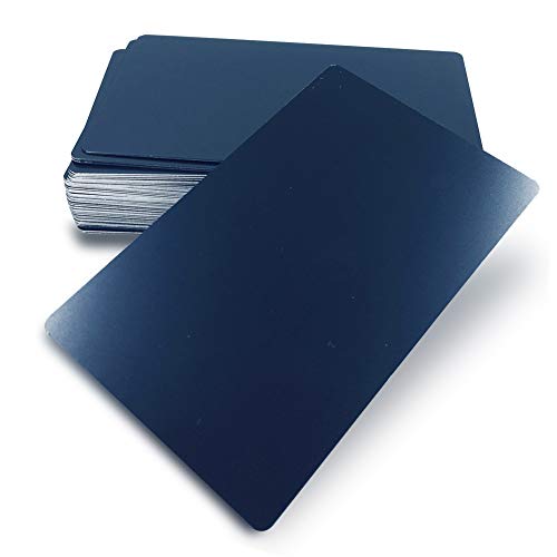 Ebamaz 50PCS Thick 0.45mm Matte Black Finish Aluminum Metal Business Cards Blanks 3.4 X2.13 inch for Customer Laser Engraving (Black, Blank) - Image 1