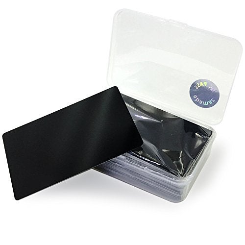 Ebamaz 50PCS Thick 0.45mm Matte Black Finish Aluminum Metal Business Cards Blanks 3.4 X2.13 inch for Customer Laser Engraving (Black, Blank) - Image 2