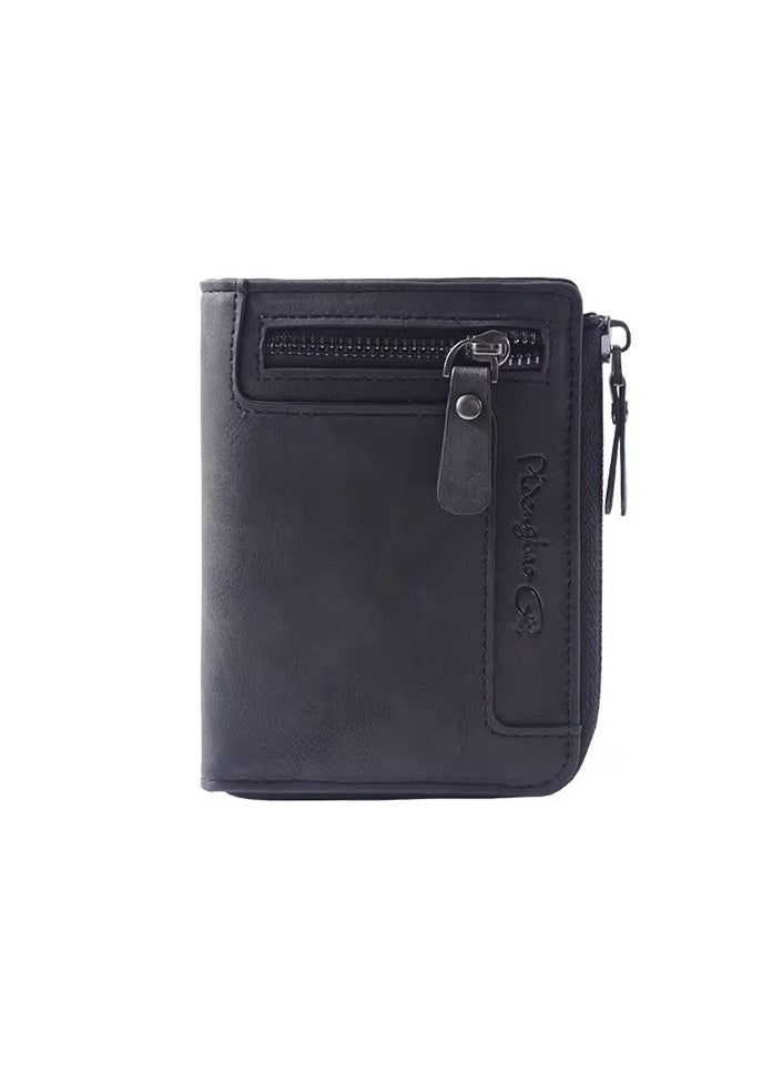 Generic Mens Wallet Leather Short Zipper Wallet Multi Functional Fashionable Card Holder 
