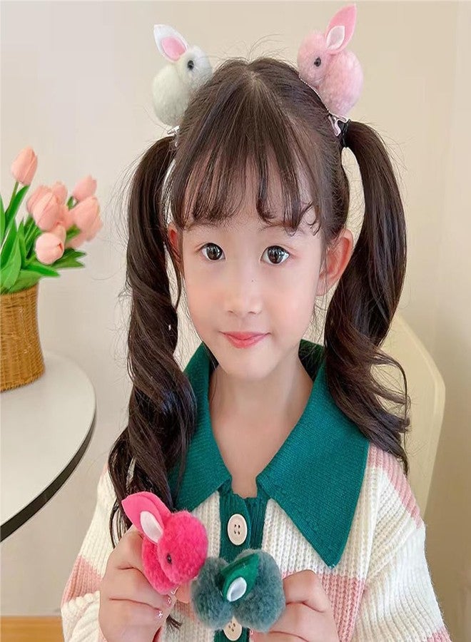 Arvintas 10 PCS Cute Stuffed Bunny Hair Clips Elastic Plush Animal Rabbit Scrunchies Bunny Ponytail Holders Hair Band Hair Accessories for Women Girls - Image 3