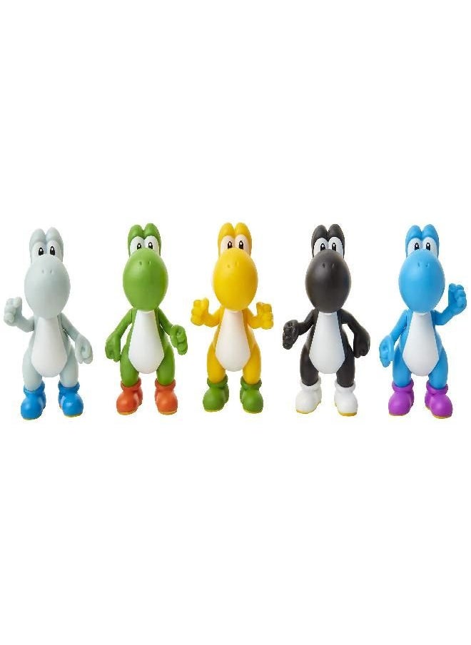 Super Mario - SUPER MARIO Yoshi Action Figures Green, Blue, White, Yellow & Black 2.5-Inch Mini Figure 5-Pack - Image 1