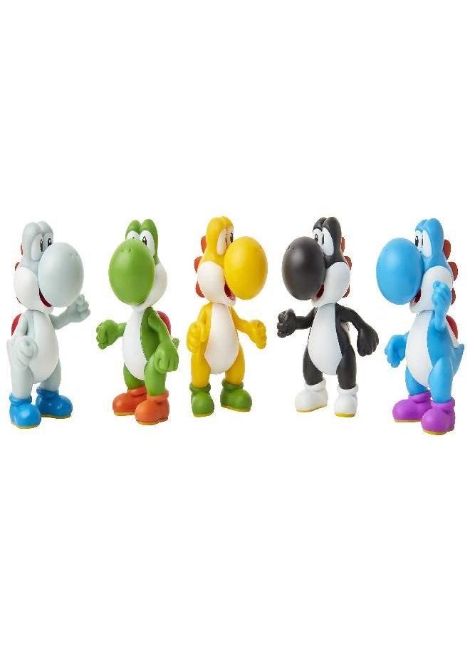 Super Mario - SUPER MARIO Yoshi Action Figures Green, Blue, White, Yellow & Black 2.5-Inch Mini Figure 5-Pack - Image 1