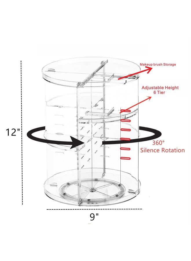 Cq acrylic 360 Degree Rotating Makeup Organizer for Bathroom,4 Tier Adjustable Cosmetic Storage Cases and Make Up Holder Display Cases,Clear - Image 2