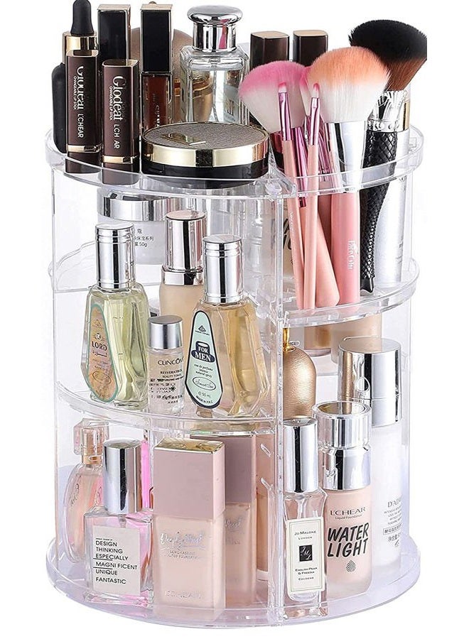 Cq acrylic 360 Degree Rotating Makeup Organizer for Bathroom,4 Tier Adjustable Cosmetic Storage Cases and Make Up Holder Display Cases,Clear - Image 1