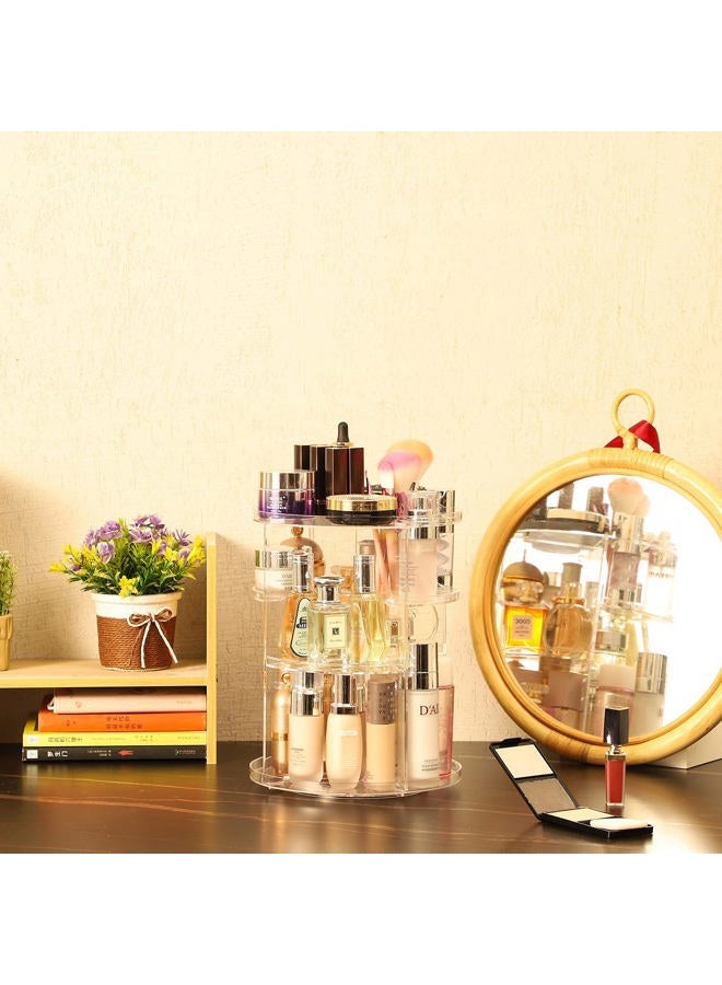 Cq acrylic 360 Degree Rotating Makeup Organizer for Bathroom,4 Tier Adjustable Cosmetic Storage Cases and Make Up Holder Display Cases,Clear - Image 5