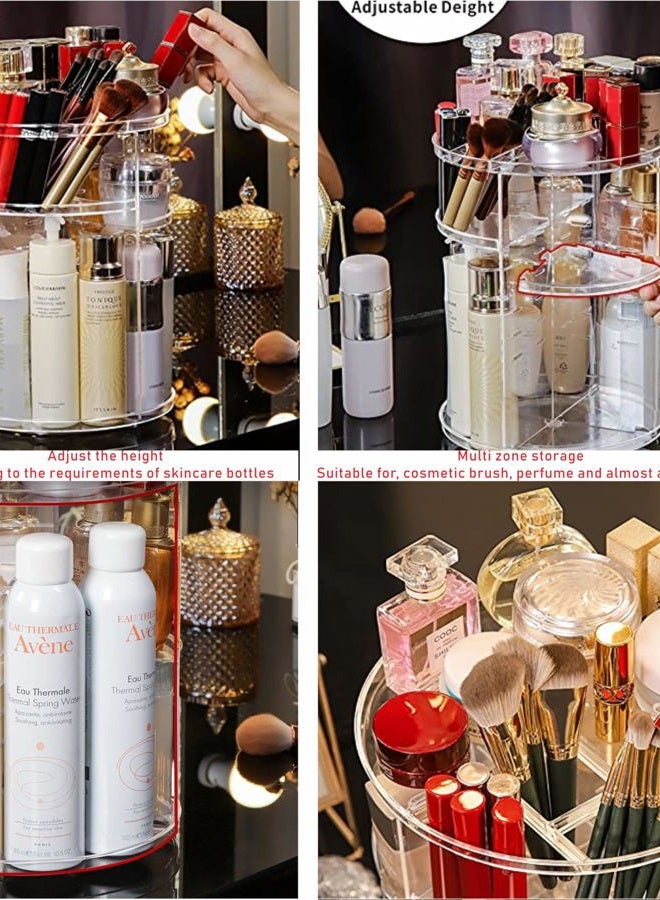 Cq acrylic 360 Degree Rotating Makeup Organizer for Bathroom,4 Tier Adjustable Cosmetic Storage Cases and Make Up Holder Display Cases,Clear - Image 3