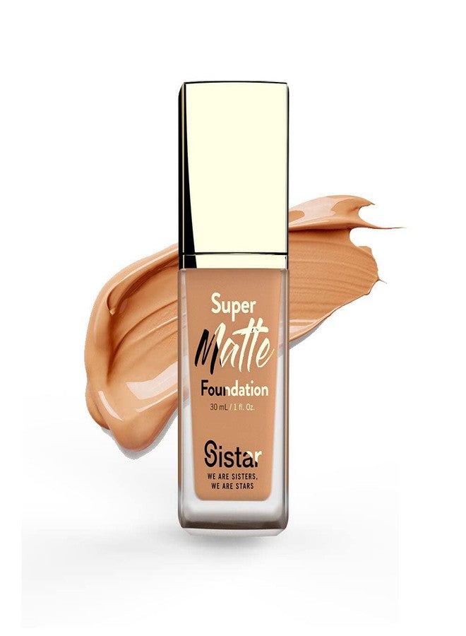 Sistar Super Matte Foundation Perfecting Liquid Foundation Full Coverage Control Shine Weightless Longwearing 30 mL / 1 fl. oz. (Caramel) - Image 1