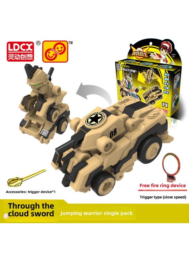 Generic Genuine Smart Jumping Warrior Transforming Robot Chariot Fire Knight High Wind Fighter Competitive Toy Set For Men-Color:Wear Cloud Sword-Trigger  - Image 1