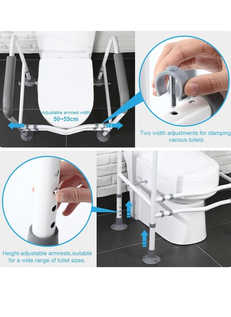 COOLBABY Toilet Safety Bar For The Elderly Easy to Install Adjustable Width And Height Toilet Safety Frame Bathroom Auxiliary Bar With Handrails