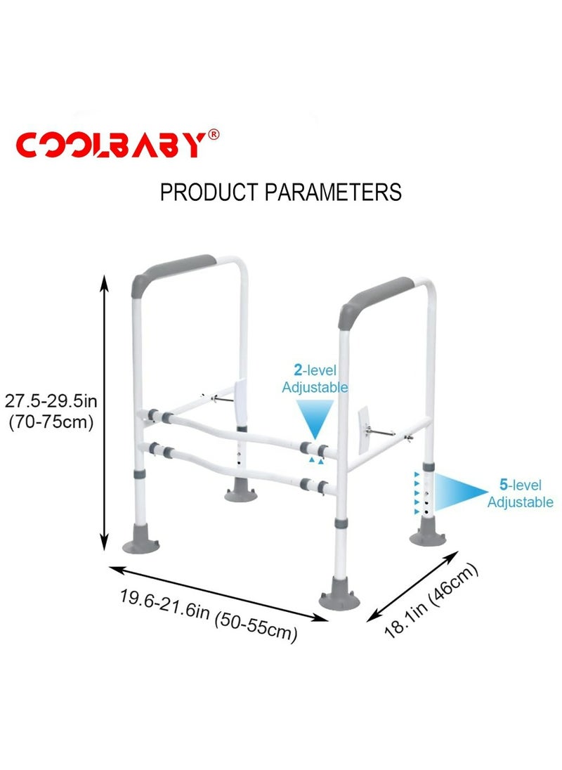 COOLBABY Toilet Safety Bar For The Elderly Easy to Install Adjustable Width And Height Toilet Safety Frame Bathroom Auxiliary Bar With Handrails