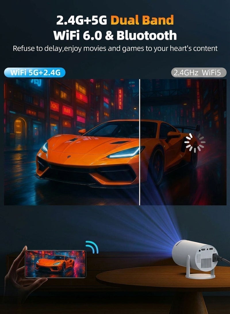 Portable Projector Pocket 5G WIFI Android11.0 Support 130 Inches Home Theater Full HD for Indoor Outdoor Home Birthday Gift Compatible with TV Stick/HDMI/USB/PS5/iOS/PS4 - Image 5