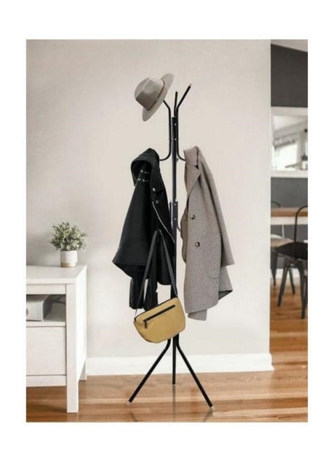 Coat Rack Freestanding, Practical Metal Coat Tree Stand With 12 Hooks, Standing Coat Racks for Bedroom Living Room Office Hanging Clothes, Hats, Bags(Black)
