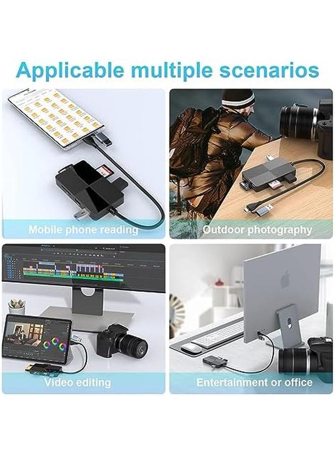 erorex Usb C Multi Card Reader Hub 5 Memory Cards With Extra 3 Usb3.0 Sd Tf Cf Micro Sd Xd Ms Memory Card Reader Adapter Hub Fit For Sd Sdxc Sdhc Cf Cfi Tf Micro Sd Micro Sdxc Sdhc Ms Uhs Usb Stick Mouse  - Image 4