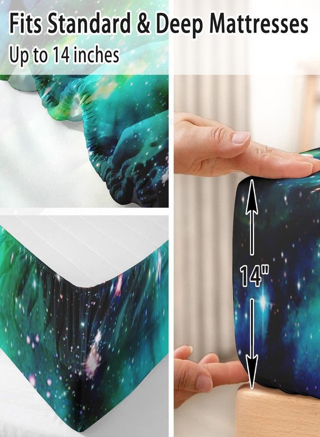 Pamnest Full Size Bed Sheet Sets, Galaxy Blue Star Soft Microfiber 4 Pcs Bedding Sets for Kids and Adults Bedroom Bed Decor, Science Space Astrology Flat, Fitted Sheet and 2 Pillowcases - Image 5
