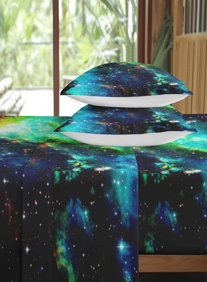 Pamnest Full Size Bed Sheet Sets, Galaxy Blue Star Soft Microfiber 4 Pcs Bedding Sets for Kids and Adults Bedroom Bed Decor, Science Space Astrology Flat, Fitted Sheet and 2 Pillowcases - Image 4