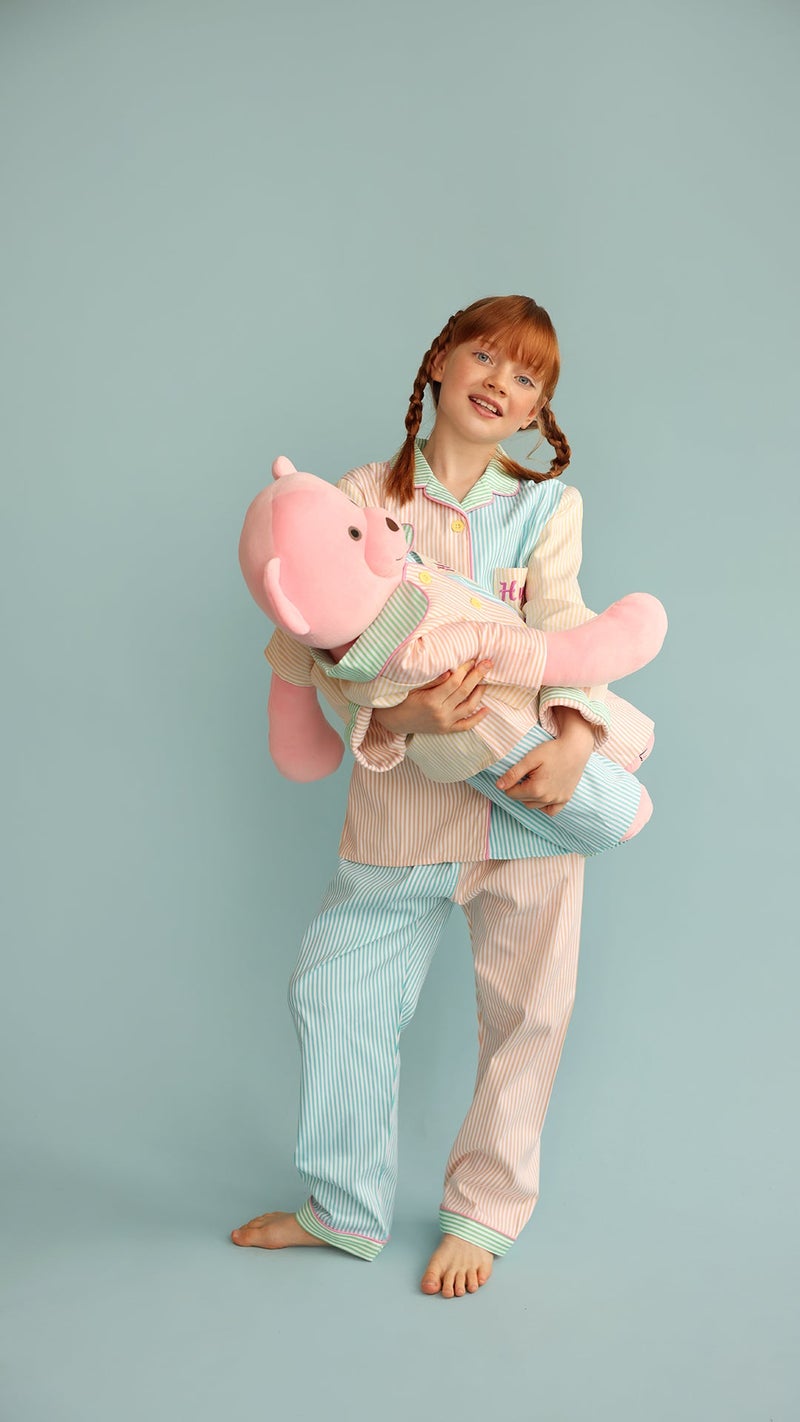 Luna Mia 'Kika' Hug Me Multicolor Pyjama Set With Matching Mega Size Teddy Bear - Image 2